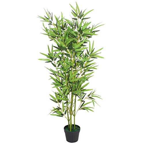 vidaXL Árbol de Bambú Artificial Macetero 120 cm Verde Maceta Planta Plástico