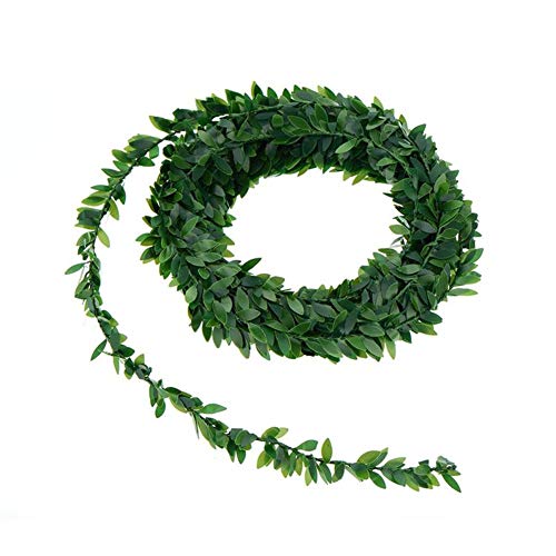 Guirnalda de hojas verdes artificiales de seda, hojas de enredadera falsa, decoración de pared para...