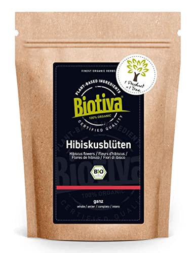 Biotiva Té de flores de hibisco orgánico 1000g - secado - Embotellado y controlado en Alemania...