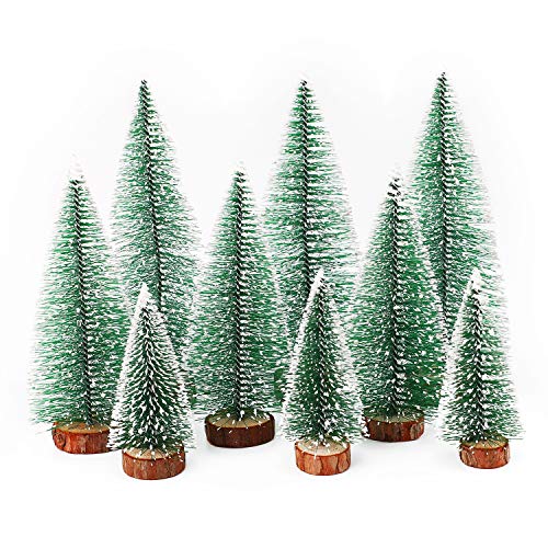 Herefun Mini Árbol de Navidad, 9Pcs Árbol de Navidad Artificial, Mini Navidad Verde Árbol...